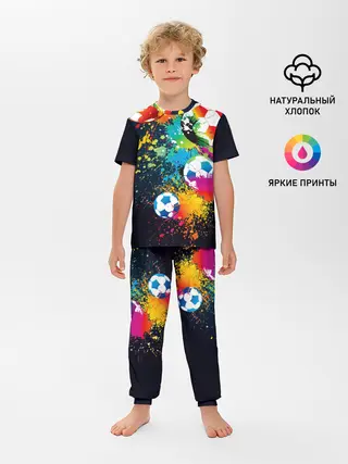 Детская пижама с брюками / Футбольные мячи