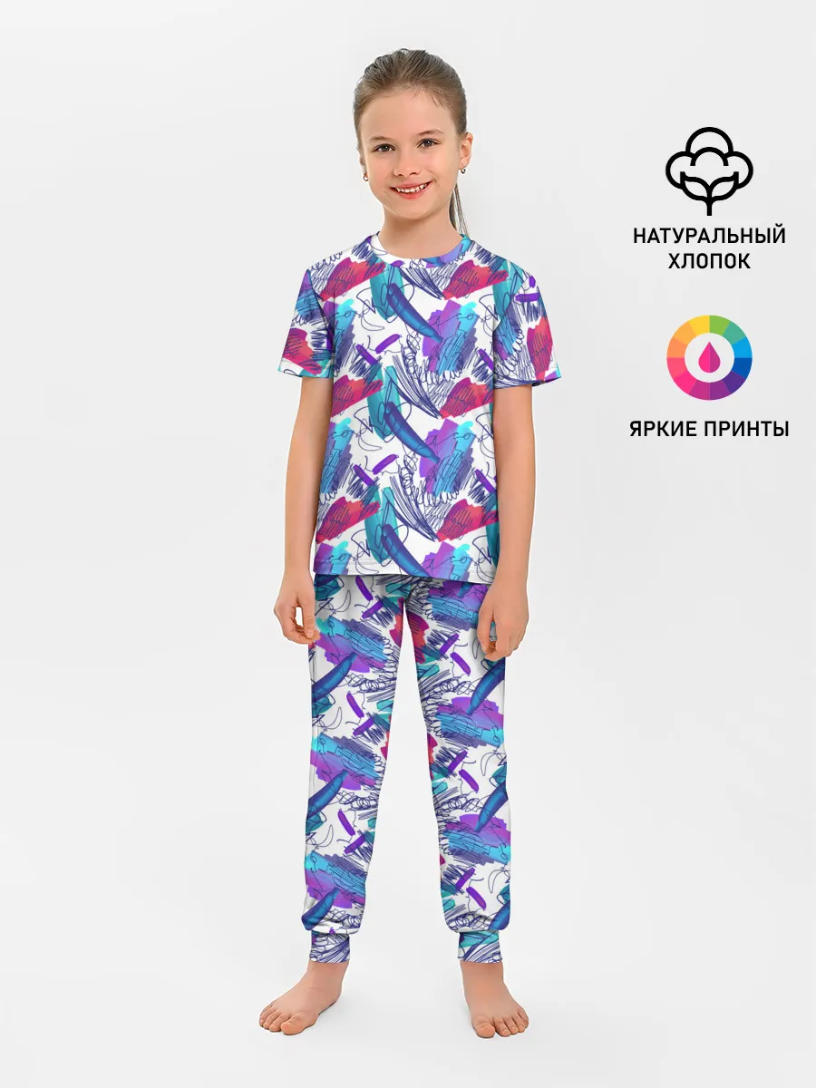 Детская пижама с брюками / Абстракция пятна краски