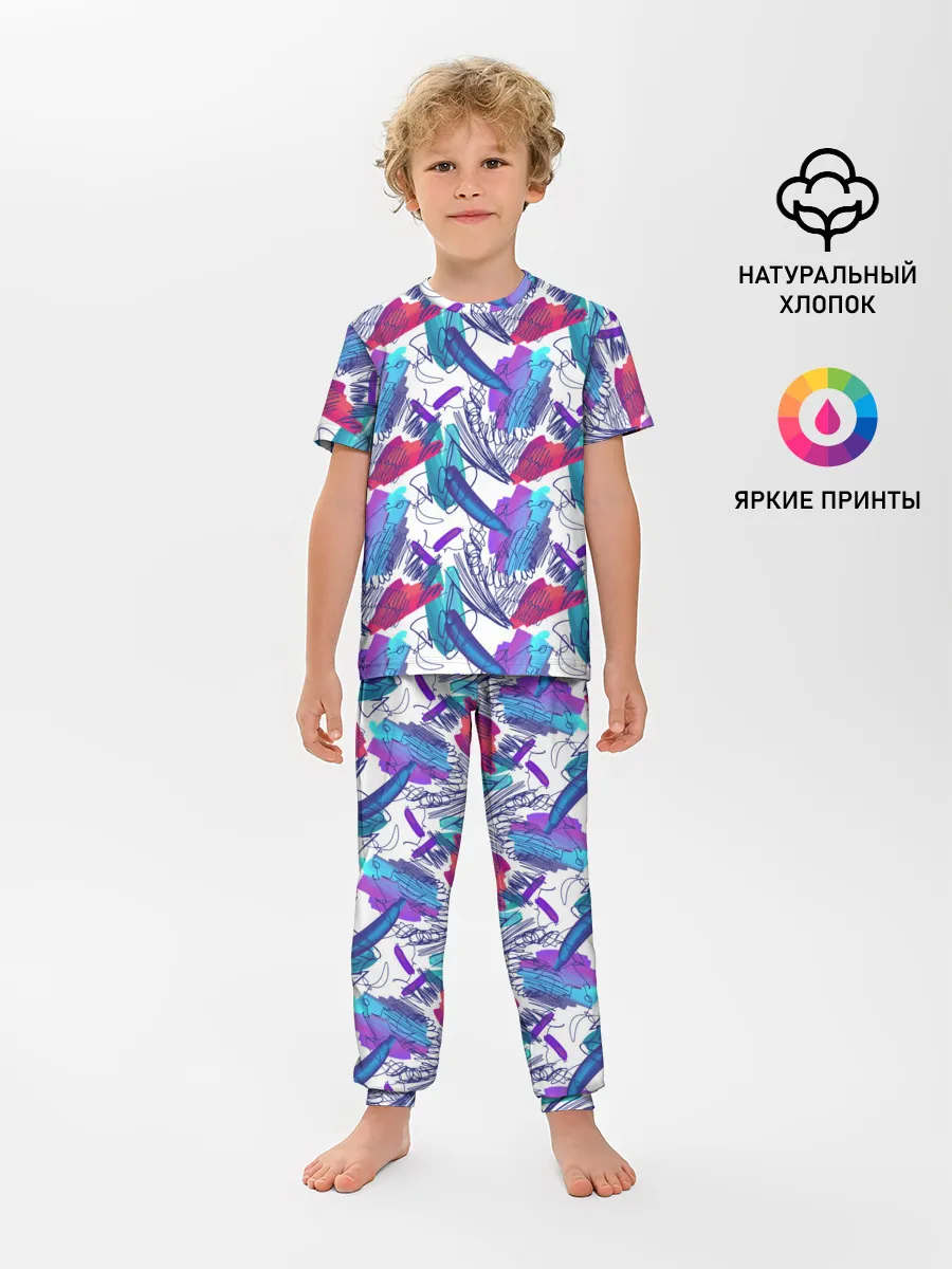 Детская пижама с брюками / Абстракция пятна краски