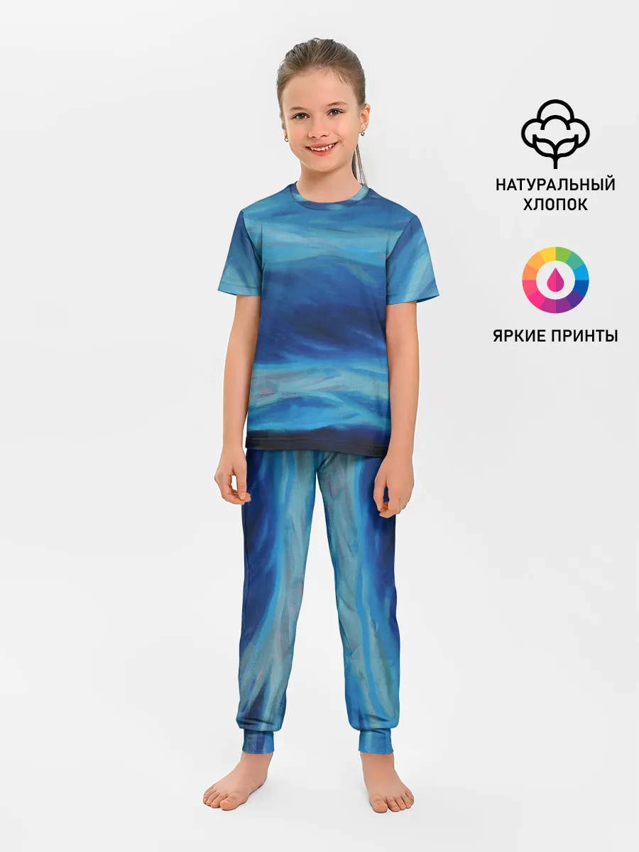 Детская пижама с брюками / Акварельное море