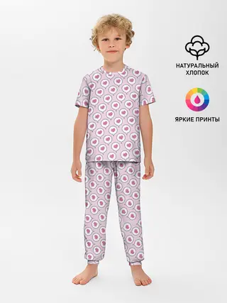 Детская пижама с брюками / Сердечки в облачках