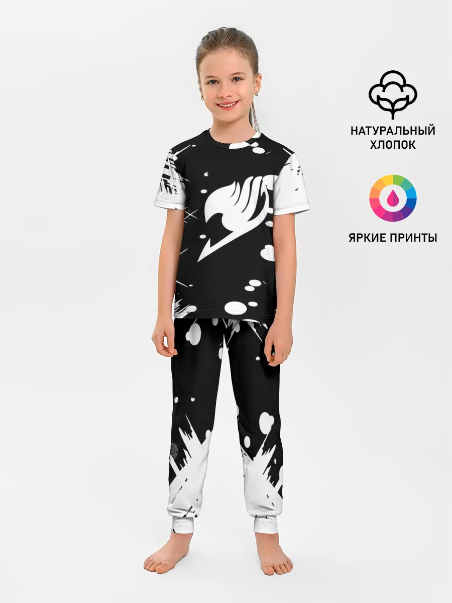 Детская пижама с брюками / Хвост Феи геометрия в чб