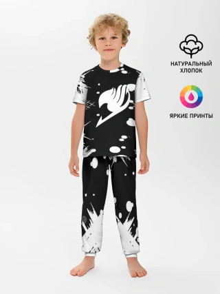 Детская пижама с брюками / Хвост Феи геометрия в чб
