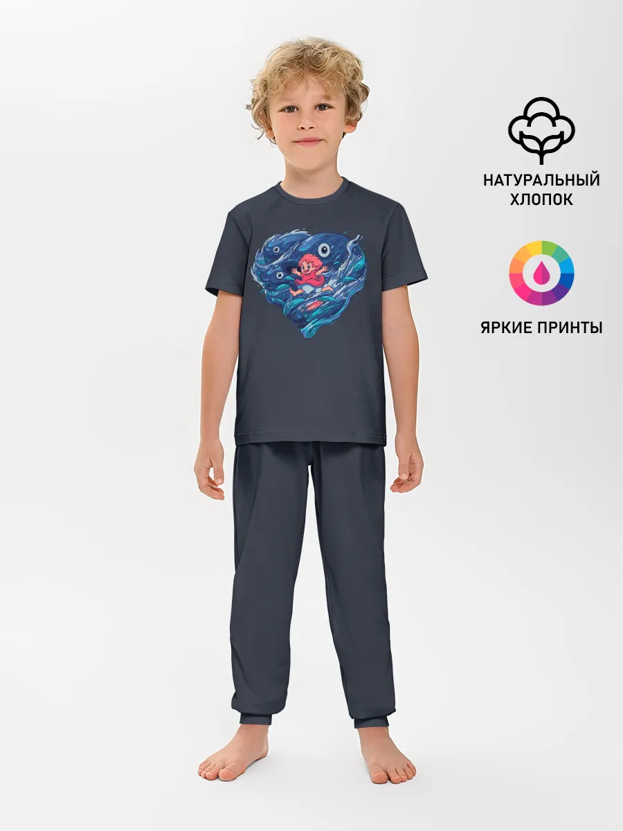 Детская пижама с брюками / Ocean heart. Totoro
