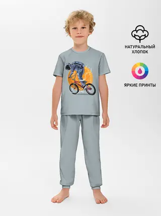 Детская пижама с брюками / Космический велосипедист