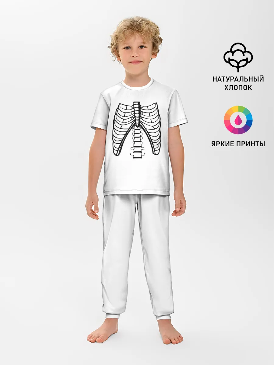 Детская пижама с брюками / ребра скелета