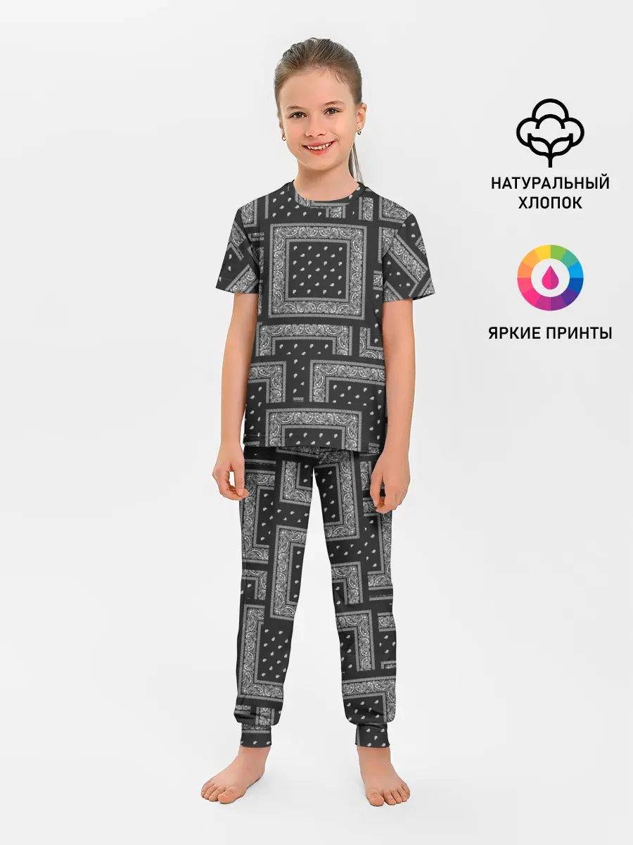 Детская пижама с брюками / 3D Бандана v.black