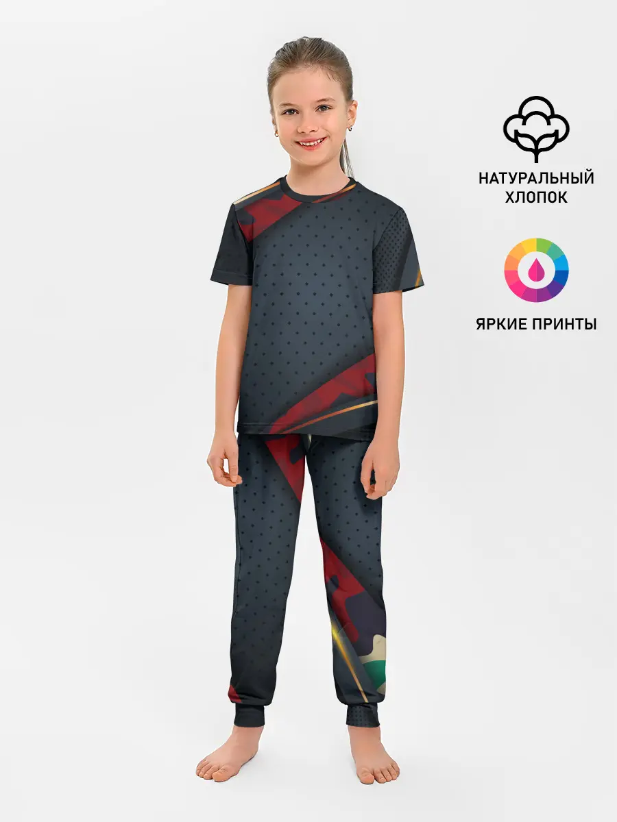 Детская пижама с брюками / 3D Dark red & black