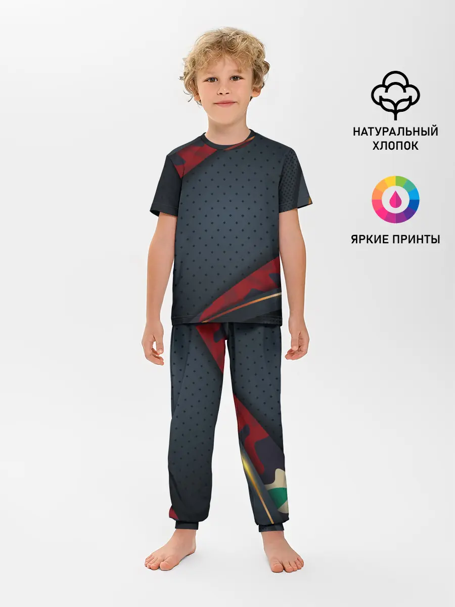 Детская пижама с брюками / 3D Dark red & black