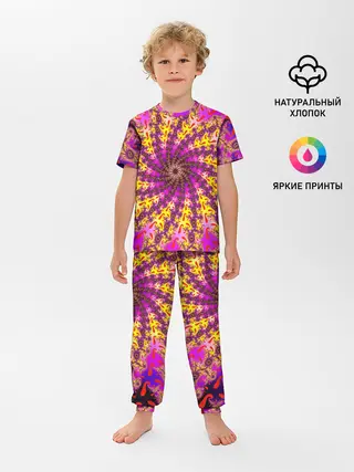 Детская пижама с брюками / НЕОНОВЫЙ РОЗОВЫЙ ФРАКТАЛ