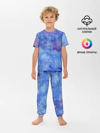 Детская пижама с брюками / Акварельные разводы и брызги красок