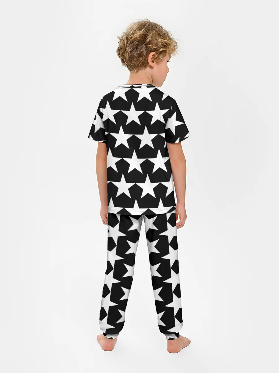 Детская пижама с брюками / Белые звёзды на чёрном фоне 2