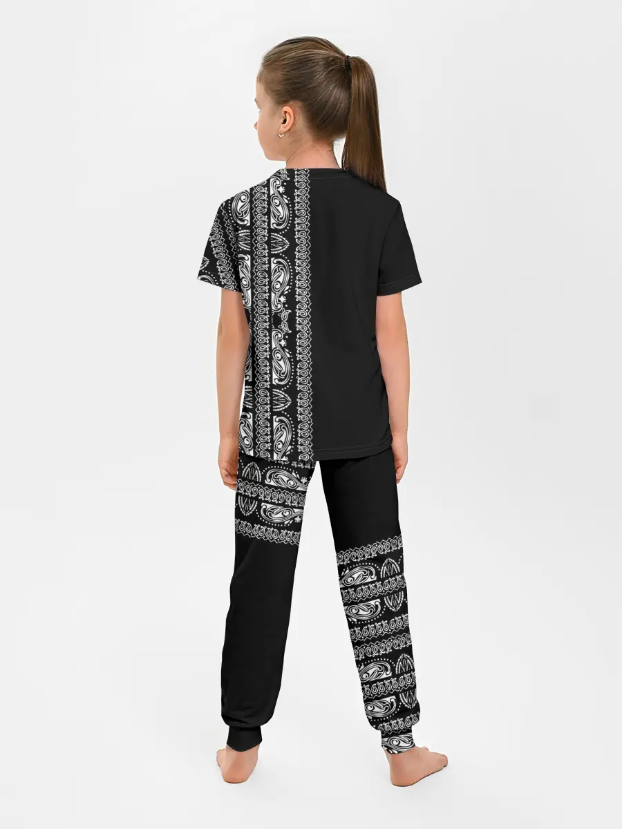 Детская пижама с брюками / Узор на чёрном
