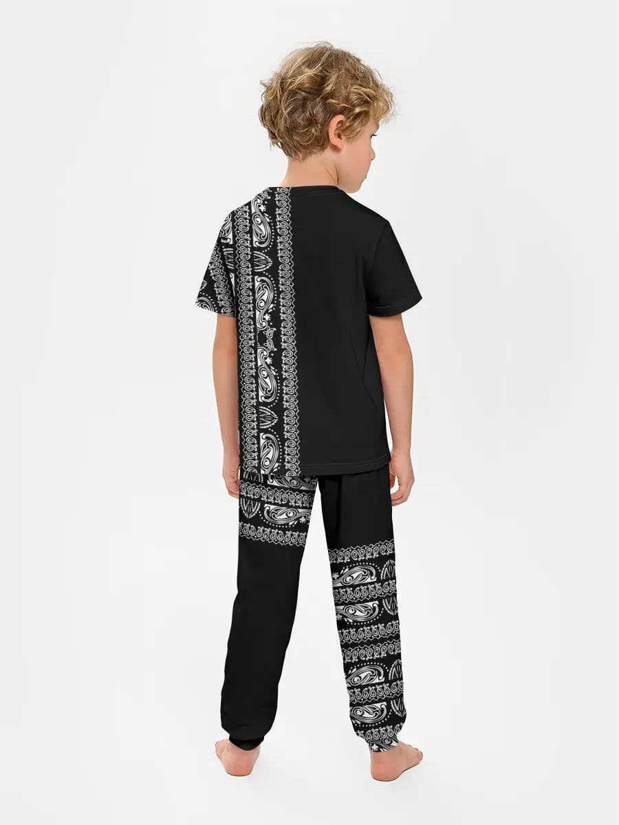 Детская пижама с брюками / Узор на чёрном