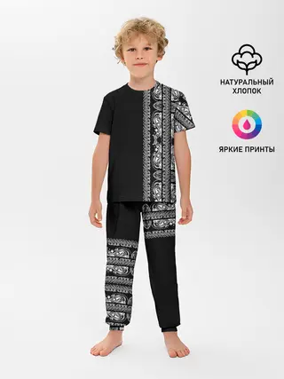 Детская пижама с брюками / Узор на чёрном