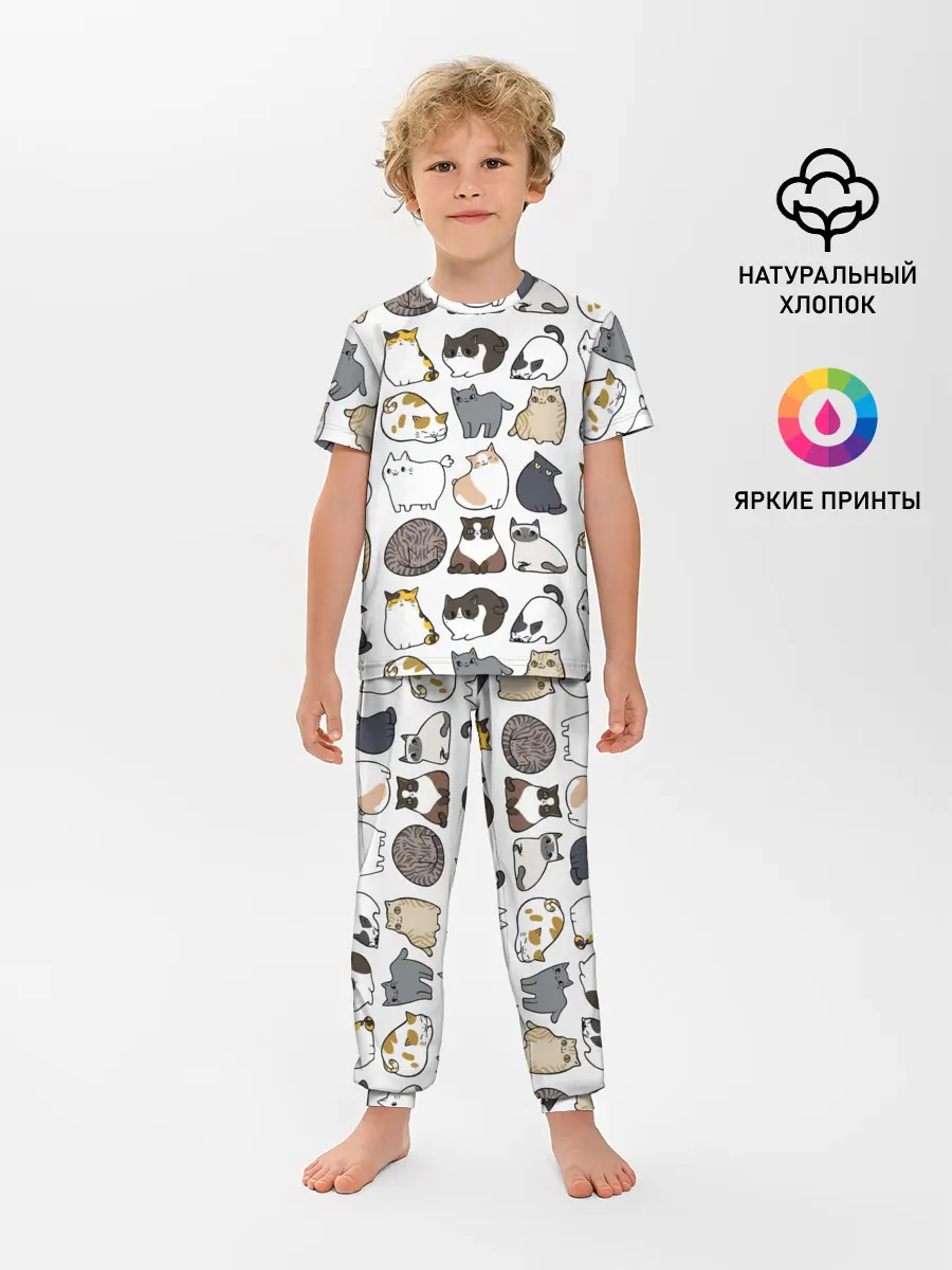 Детская пижама с брюками / Котики