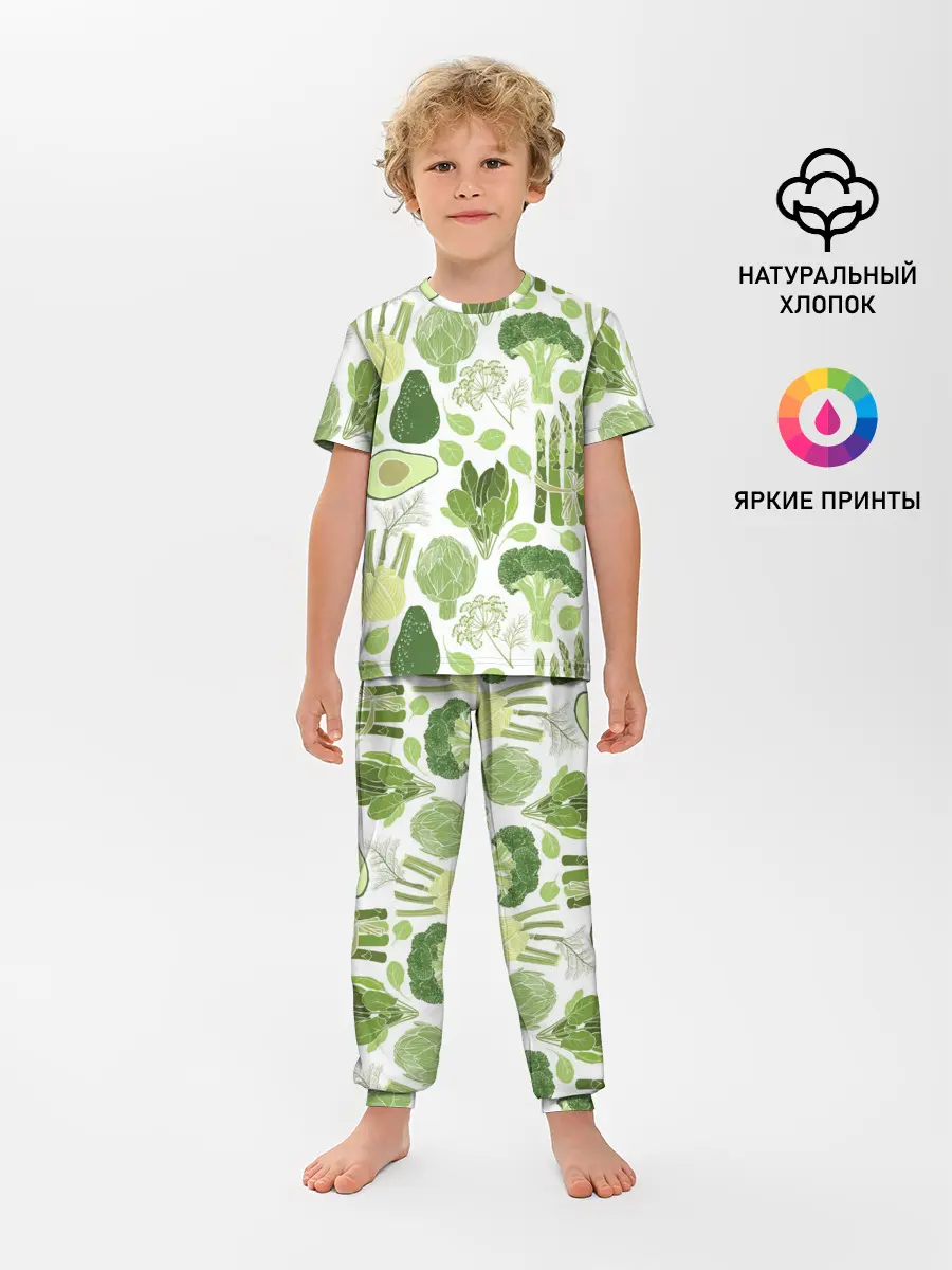 Детская пижама с брюками / овощи