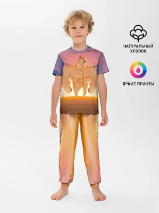 Детская пижама с брюками / Мем собака качок DOGE