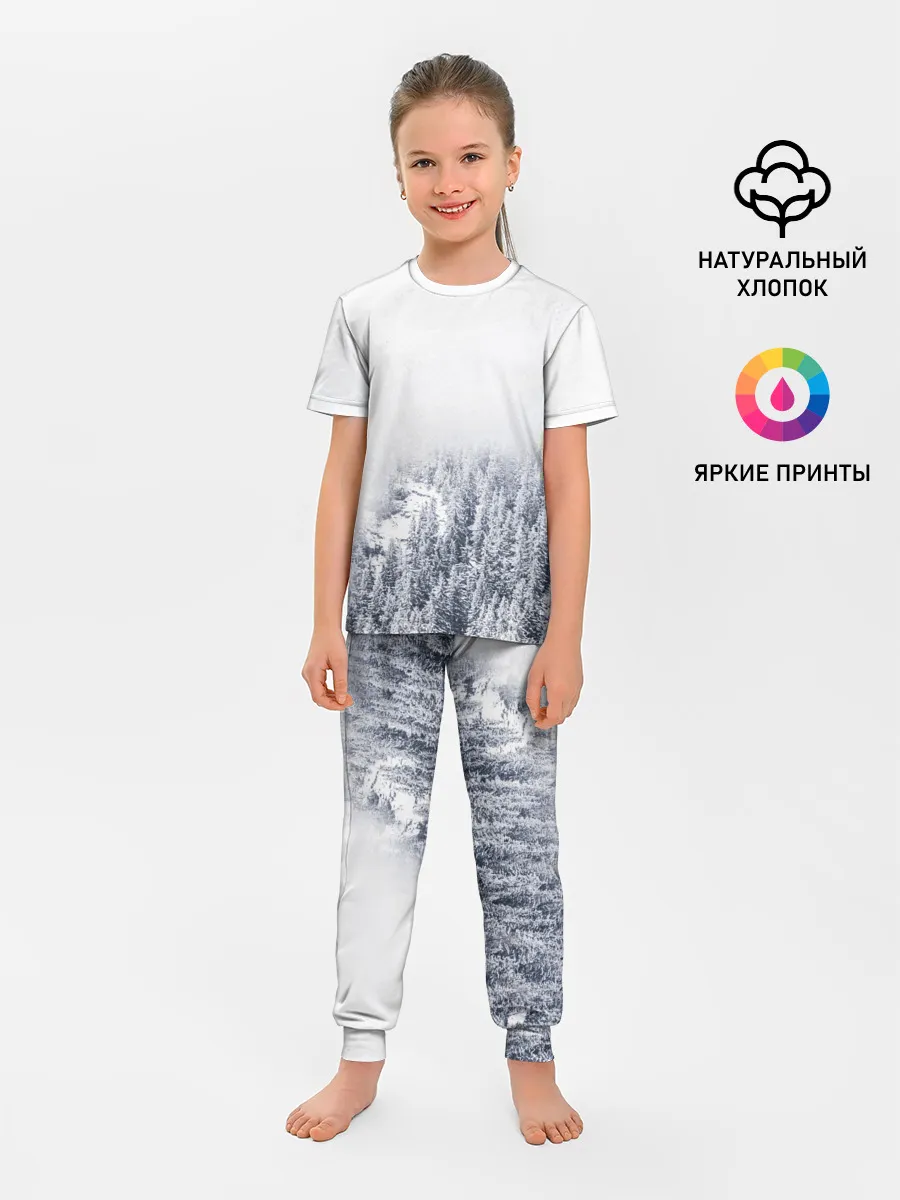 Детская пижама с брюками / зимний лес