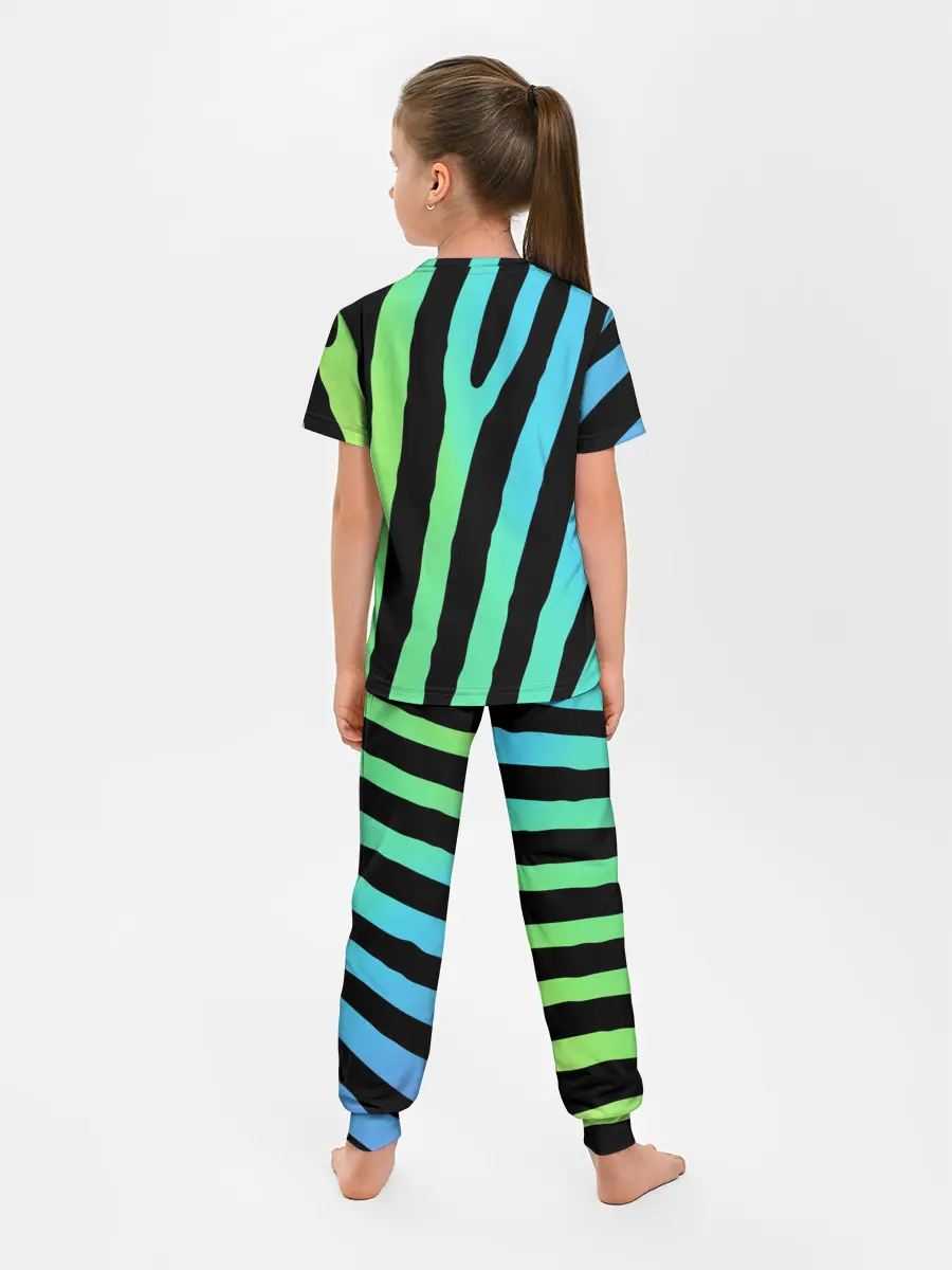 Детская пижама с брюками / Радужная зебра