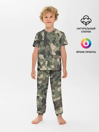 Детская пижама с брюками / Камуфляж из матрёшек