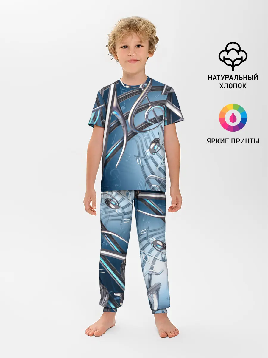 Детская пижама с брюками / Металлические ноты