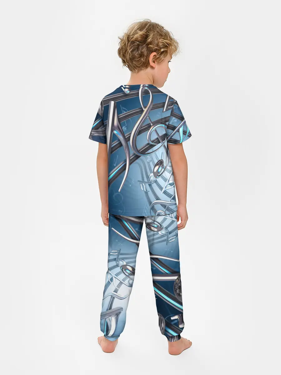 Детская пижама с брюками / Металлические ноты