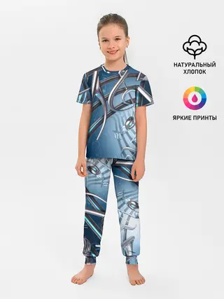 Детская пижама с брюками / Металлические ноты