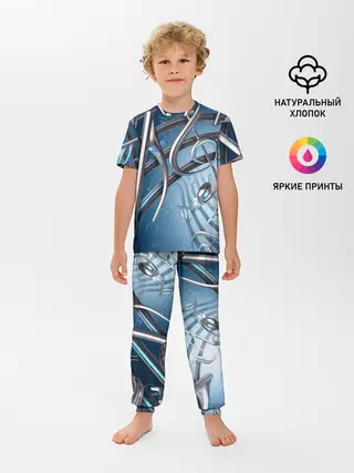 Детская пижама с брюками / Металлические ноты