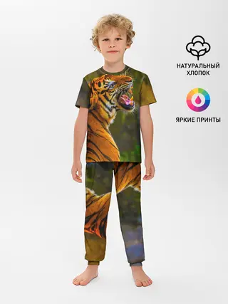 Детская пижама с брюками / Тигр 3D