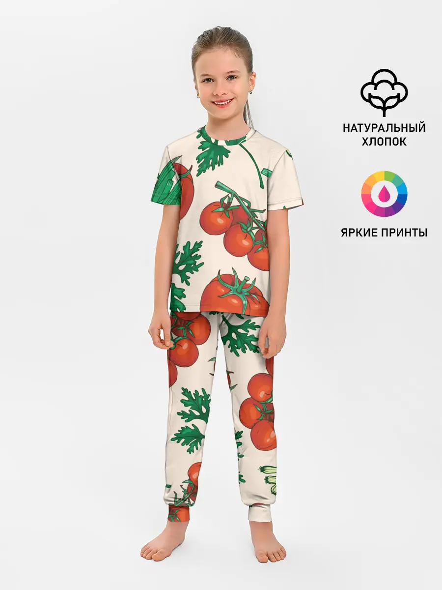 Детская пижама с брюками / Летние овощи