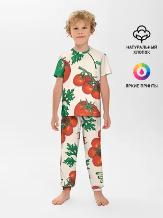 Детская пижама с брюками / Летние овощи