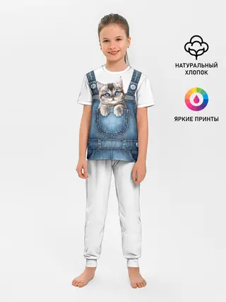 Детская пижама с брюками / КОТЕНОК В КАРМАНЕ