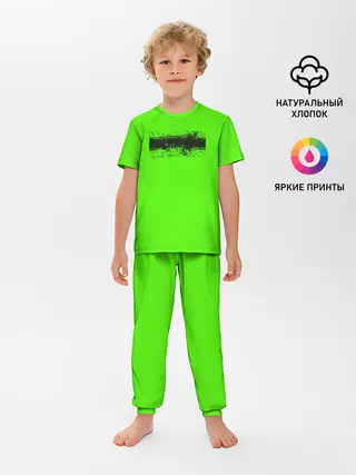 Детская пижама с брюками / Гранж зеленый