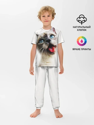 Детская пижама с брюками / Котик