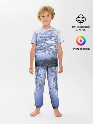 Детская пижама с брюками / Косяк рыбы