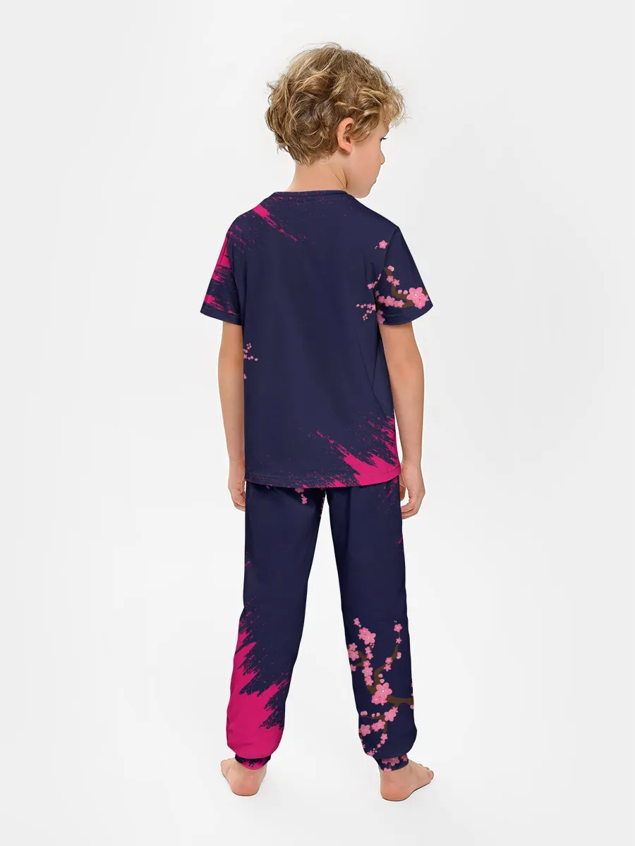 Детская пижама с брюками / ДЕВУШКА В КИМОНО И ПТИЦАМИ