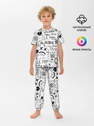 Детская пижама с брюками / LIL PEEP | ЛИЛ ПИП LOGOBOMBING
