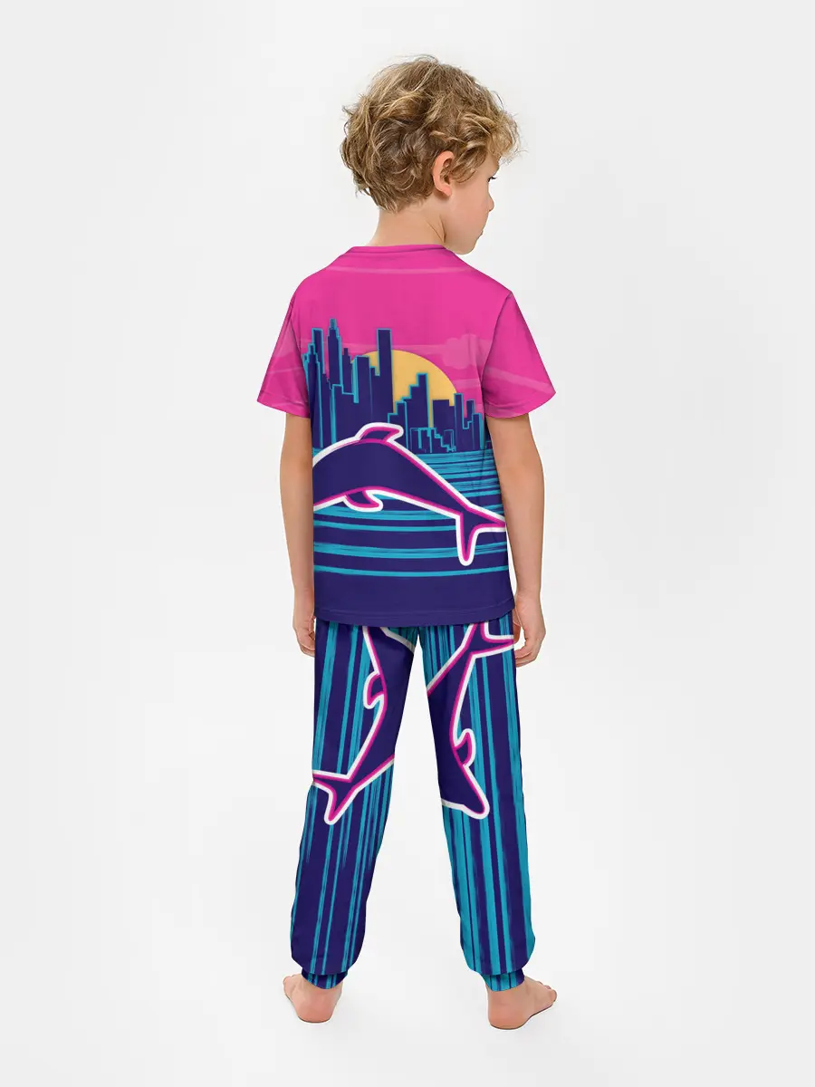 Детская пижама с брюками / Ретро дельфин