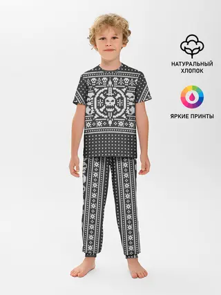 Детская пижама с брюками / Свитер с черепами