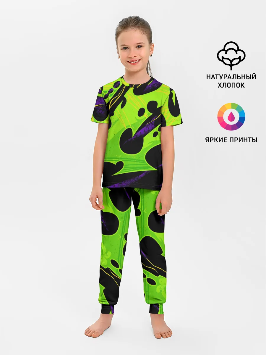 Детская пижама с брюками / КИСЛОТНАЯ ОРГАНИКА | НЕОНОВАЯ