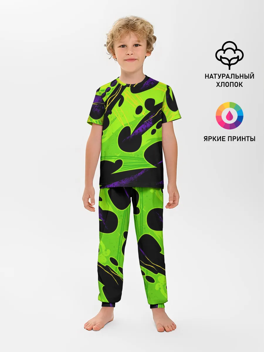 Детская пижама с брюками / КИСЛОТНАЯ ОРГАНИКА | НЕОНОВАЯ