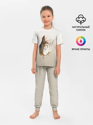 Детская пижама с брюками / летящая сова рисунок