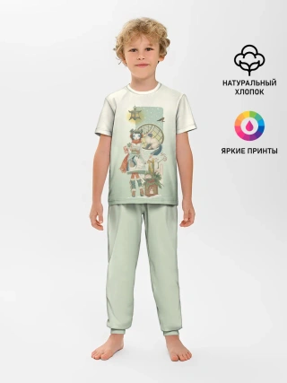 Детская пижама с брюками / девушка кимоно зима Япония кот