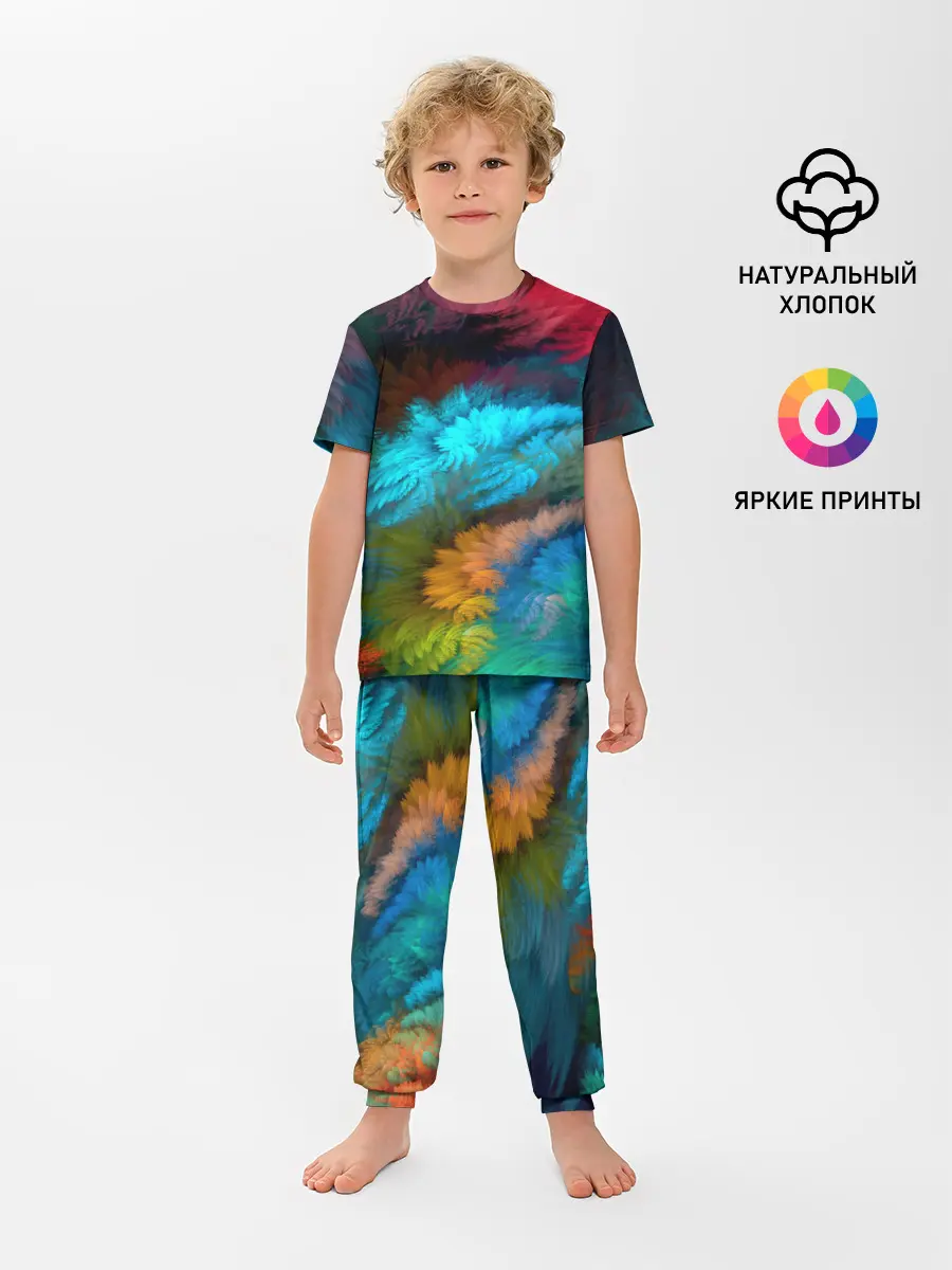 Детская пижама с брюками / Цветной дестрой
