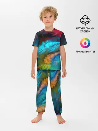 Детская пижама с брюками / Цветной дестрой