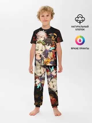 Детская пижама с брюками / Genshin Impact: Беннет, Чжун Ли, Кадзуха