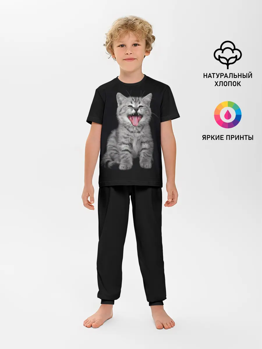 Детская пижама с брюками / Кричащий кот.