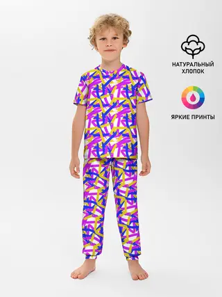 Детская пижама с брюками / абстракция из ярких полос