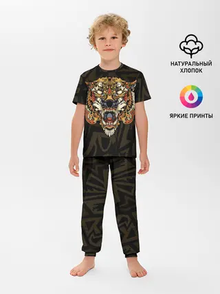Детская пижама с брюками / Тигровый стимпанк